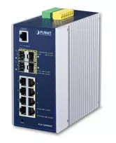 PLANET IGS-12040MT - Valdomas pramoninis tinklo jungiklis - 8 x Gigabit RJ-45 + 4 x SFP - montavimas ant DIN bėgio arba sienos - AC 24 V / DC 12-72 V