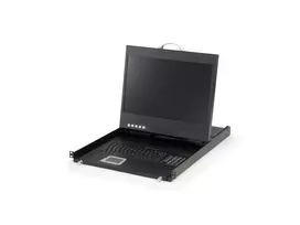 LevelOne KVM-8901 19 colių plačiaekranis LCD KVM konsolės stalčius su JAV klaviatūra