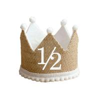 Strap Burlap Crown Shape Anniversary Cap Baby Decor Baby Birthday Party Hat Burlap Crown Hat 4 year