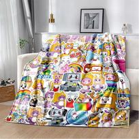 Happy Rocky Foxy Boxy Lankybox Plush Throw Blanket Soft Flannel for Living Room Bedroom Bed Sofa Picnic 100x150cm
