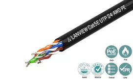 Lanview LVN122149 tinklo kabelis juodas 305 m Cat5e U/UTP (neekranuotas)