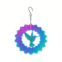 Gradient Wind Chime Pendant Colorful Heart Flower 3D Rotating Wind Chimes Flowing Light Effect Home Decor