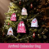 Christmas Advent Bags 24-Day Reusable Fillable Christmas Decor Holiday Countdown Drawstring Pouch For Children Family Friends L