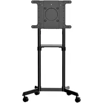 StarTech.com Mobilus televizoriaus stovas ant ratukų 37-70 colių VESA ekranams (70 kg) – TV stovas su lentyna ir saugojimo skyriumi – Sukamas/pakreipiamas ekranas – Universalus TV laikiklis ant ratų