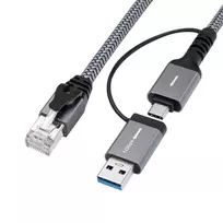 Microconnect CAT6 FTP adapterio laidas USB-A / USB-C į RJ45, 1 m