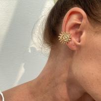 Simple Flower C Shape Ear Cuff Silver Golded C-shaped Ear Clip Metal Minimalism Stud Earrings Party WHITE