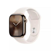 Išmanusis laikrodis Apple Watch Series 10 GPS + Cellular 42mm auksinis titano korpusas, Starlight sportinė juosta M/L