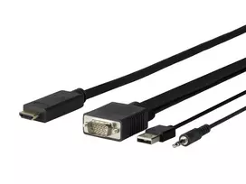 Vivolink PROVGAHDMI1 vaizdo kabelio adapteris 1 m HDMI VGA (D-Sub) + 3,5 mm + USB Type-A Juoda