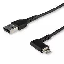 StarTech.com 2 m patvarus USB A – Lightning laidas, juodas, 90° stačiu kampu, armuotas aramidiniu pluoštu, Apple MFi sertifikuotas, iPhone