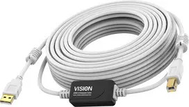 Vision Techconnect TC 15MUSB+/2 USB 2.0 kabelis, USB (M) į USB B tipo (M), 15 m, aktyvus stiprintuvas, baltas