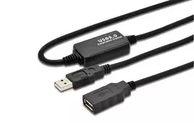 MicroConnect USB2.0AAF05A USB 2.0 aktyvus ilginimo kabelis 5 m, USB A juodas