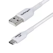 StarTech.com 3m USB-A į USB-C įkrovimo laidas, įkrovimas ir sinchronizavimas, 3A, USB 2.0, TPE apvalkalas - baltas