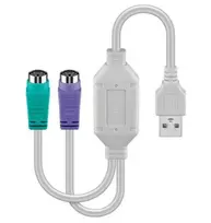 Microconnect USBA2XPS2 USB–PS/2 laidas 0,3 m 2x 6 kontaktų Mini-DIN USB A baltas