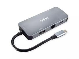 ROLINE USB Type-C Hub 12.02.1121 HDMI RJ-45 USB 3.2 Gen 2 Pilka
