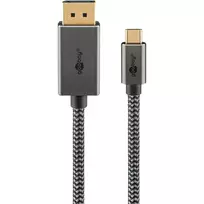 USB-C į DisplayPort adapterio laidas, 4K 60Hz, juodas/sidabrinis, 1 m, pintas laidas