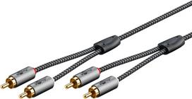 Garso laidas WENTRONIC Goobay 65293 — 2 m, 2×RCA vyriškas į 2×RCA vyriškas, varis, paauksuoti kontaktai, magnetinis ekranavimas, pilka