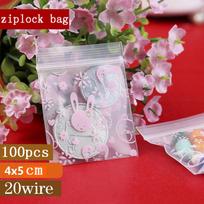 100Pcs Mini Zip Lock Bags Storage Bag Cartoon Printed Reclosable Clear Plastic Bag Reusable Jewelry Ziplock Packaging Pouches