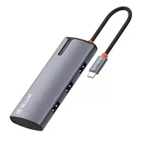USB-C centrinis įrenginys Tellur TLL321061 su PD 3.0 100W, HDMI išėjimu ir 3× USB 3.0 prievadais
