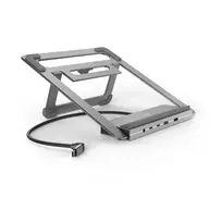 Hama Connect2Office Stand USB-C doko stotelė su stovu nešiojamajam kompiuteriui, 12 jungčių, 100 W