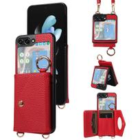 The stylish crossbody upper and lower open folding model for the Samsung Galaxy Z Flip3 4 5 6  phone case,Faux Leather Samsung Galaxy Z Flip6