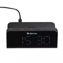 Skaitmeninis žadintuvas Denver ECQ-103MK2 juodas su LED ekranu, maitinamas baterija
