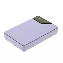 Nešiojamas powerbankas Tellur TLL158441, 10000mAh, su įmontuotais USB-C ir Lightning kabeliais, violetinis