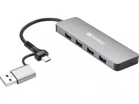 Sandberg USB-C/A į 4xUSB 3.0 šakotuvas aliuminis 5000Mbit/s