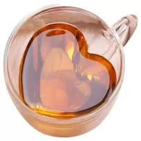 Extralink Home širdelės formos meilės puodelis, dvigubomis sienelėmis, karščiui atsparus stiklinis puodelis 250 ml