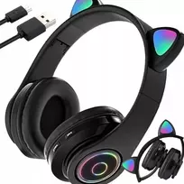 Extralink Kids Headphones Pro Black – belaidžiai vaikiški ausinės su katės ausytėmis