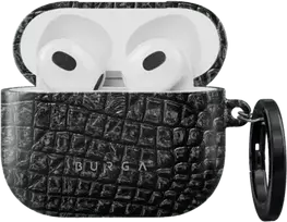 Dėklas BURGA SV_02A3_AIRPODS3_SP, skirtas AirPods 3, juodos gyvatės odos rašto
