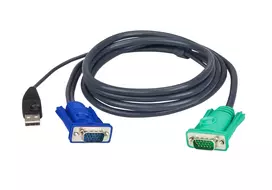 KVM USB-VGA kabelis ATEN 2L-5202U, 1,8 m, vyriškas HDB-15+USB A į vyrišką SPHD-15, juodas