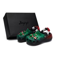 Crocs Classic Platform Clog 811 Special Shoe Case Red Mushroom Cactus Detachable Accessories Hole Shoes Women's Black Red Green 36-37