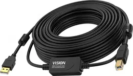 USB kabelis Vision TC 10MUSB+/BL/2 USB 2.0 10m USB A USB B juodas