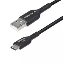 StarTech.com 1 m USB-A į USB-C įkrovimo ir sinchronizavimo laidas, 3A, USB 2.0, TPE apvalkalas - juoda