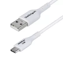 StarTech.com 1m USB-A į USB-C įkrovimo ir sinchronizavimo laidas, 3A, USB 2.0, TPE apvalkalas - baltas