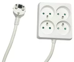 MicroConnect MC-PSSQUARE040150FRW ilgintuvas 1,5 m 4 lizdai Baltas