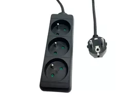 Power strip MicroConnect MC-PS030150FRB – prancūziškas tipas, 3 lizdai, apsauga nuo viršįtampių