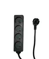 Microconnect MC-PS040150FRB ilgintuvas 1.5 m 4 kištukiniai lizdai Juodas