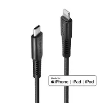 Lindy 1m Sustiprintas USB Type C į Lightning įkrovimo ir sinchronizavimo laidas