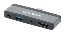 USB-C kelioninis dokas Manhattan 190404 4 prievadai HDMI USB-A USB-C 3.5 mm