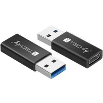 USB lizdo keitiklis Techly IADAP USB3-AFT USB A į USB C juodas