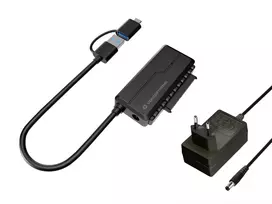 Conceptronic ABBY21B USB 3.0 SATA adapteris su maitinimo adapteriu, 2,5 colio/3,5 colio SATA HDD/SSD, 2-in-1 USB C/A laidas