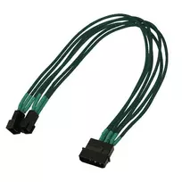 Nanoxia 900500015 ventiliatoriaus maitinimo perėjimo kabelis, 4 kontaktų Molex į 2x 3 kontaktų, 0,3 m, žalios spalvos