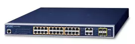 PLANET GS-4210-24PL4C - valdomas jungiklis - 24 prievadai 10/100/1000 (PoE+) + 4 Combo Gigabit-SFP - stalinis, montuojamas stelaže - PoE+ (440 W)