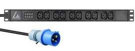 Lanview LVR-3MIEC-AMP-10C13 matuojamas maitinimo skirstytuvas (PDU), 10 AC lizdų, 1U, juodas
