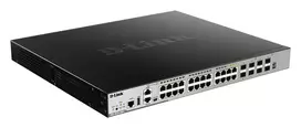 D-Link 24 prievadų PoE L3 valdomas gigabaitinis jungiklis su 4 x 1000BaseT/SFP ir 4 x 10GE SFP+