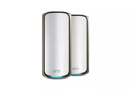 NETGEAR Orbi 970 serijos keturių juostų WiFi 7 palydovas, 2 vnt. komplektas, pilka