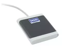 HID OMNIKEY 5022 CL (Antracitas/Pilka) – bekontaktis skaitytuvas (13,56 MHz), trumpas 10 cm laidas, CCID suderinamas