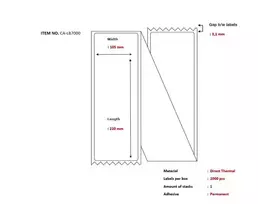 Capture terminės siuntų etiketės 105 x 220 mm CA-LB7000 – tiesioginės terminės etiketės siuntimui