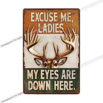Vintage Man Cave Metal Sign Tin Painting Poster Hunting Dogs Deer Retro Wall Art Iron Plates Decoration Plaque 20x30cm 20x30cm（7.8x11.8inch）
